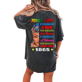 Junenth Celebrating Beautiful Melanin Women Freed 1865 Women's Oversized Graphic Back Print Comfort T-shirt - Thegiftio UK