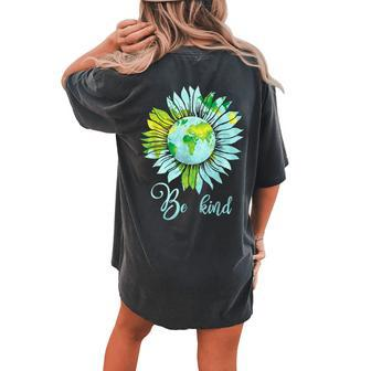 Be Kind Daisy Earth Hippie Flower Child Women's Oversized Comfort T-Shirt Back Print | Mazezy CA