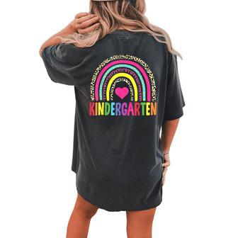 Kindergarten Rainbow Squad Teacher Boys Girls Team Women's Oversized Comfort T-shirt Back Print - Monsterry UK