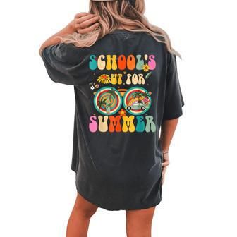 Last Day Of Schools Out For Summer Teacher Sunglasses Groovy Women's Oversized Comfort T-Shirt Back Print | Mazezy