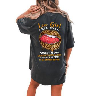 Leo Girl Zodiac Sign Sweet As Candy Leopard Lip Women's Oversized Comfort T-Shirt Back Print | Mazezy