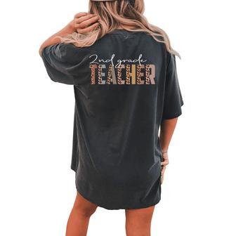 Leopard 2Nd Grade Teacher Job Title School Worker Women's Oversized Comfort T-Shirt Back Print | Mazezy