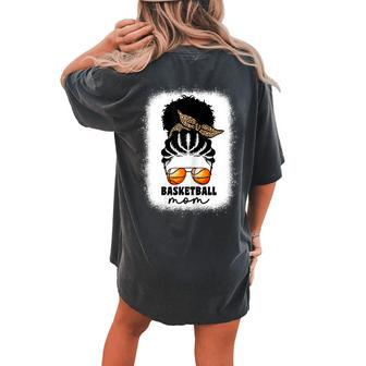 Leopard Basketball Mom Black Women African American Afro Mom Women's Oversized Comfort T-Shirt Back Print | Mazezy