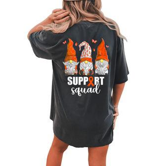 Leukemia Cancer Awareness Gnomes Support Squad Women's Oversized Comfort T-shirt Back Print