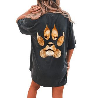 Lion Eyes Paw Animal Cat Cheetah Leopard Tiger Print Women's Oversized Comfort T-Shirt Back Print | Mazezy