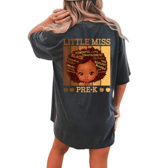 Little Miss Prek Black Girls Back To School Pre-K Student Women's Oversized Comfort T-shirt Back Print | Mazezy