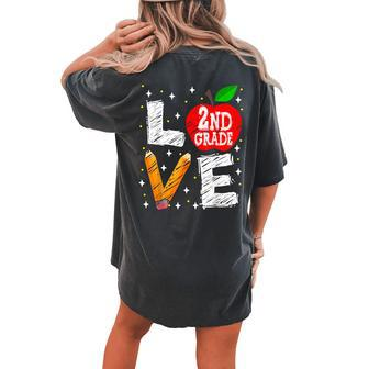 Love 2Nd Grade Apple Back To School Teacher Women's Oversized Comfort T-shirt Back Print - Seseable