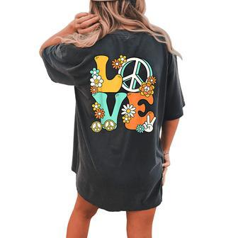 Love 60'S 70'S Party Outfit Groovy Hippie Costume Peace Sign Women's Oversized Comfort T-shirt Back Print - Monsterry DE