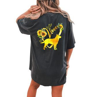 Love Cattle Dog Sunflower For Dog Lover Women's Oversized Comfort T-Shirt Back Print | Mazezy