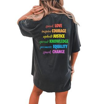 Love Courage Justice Equality Lgbtq Gay Pride Month Rainbow Women's Oversized Comfort T-shirt Back Print - Seseable