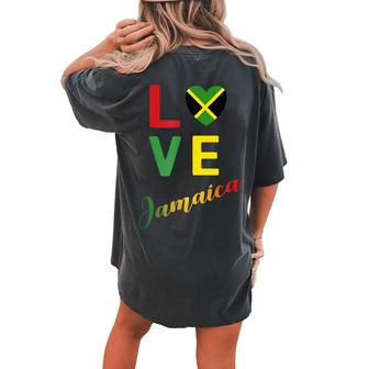 Love Jamaican Flag Blouse For Independence Carnival Festival Women's Oversized Comfort T-Shirt Back Print | Mazezy