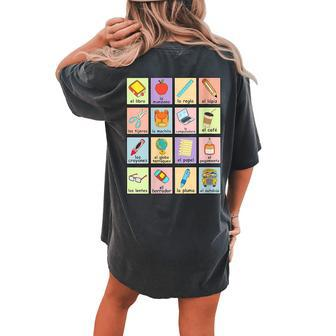 Maestra Bilingue Spanish Teacher Back To School Women's Oversized Comfort T-shirt Back Print | Mazezy