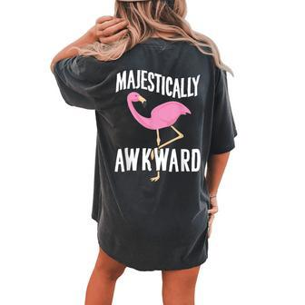 Majestically Awkward Flamingo Introvert Geek Women's Oversized Comfort T-Shirt Back Print | Mazezy