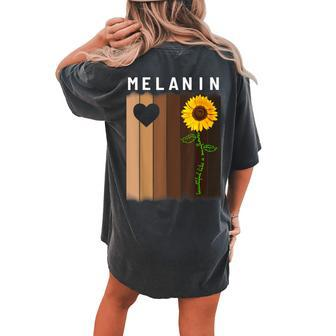 Melanin Shades Black Pride Men Women Sunflower Lovers Women's Oversized Comfort T-Shirt Back Print | Mazezy