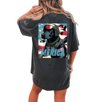 Merica Patriotic Black Labrador 4Th Of July Duck Hunting Women's Oversized Graphic Back Print Comfort T-shirt - Monsterry DE