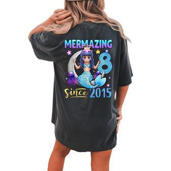 Mermaid Birthday Girl 8 Years Old Mermaid 8Th Birthday Girls Women's Oversized Comfort T-shirt Back Print - Monsterry CA