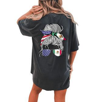 Mexican American Patriot Grown Proud Girl Flag Women's Oversized Comfort T-shirt Back Print - Seseable