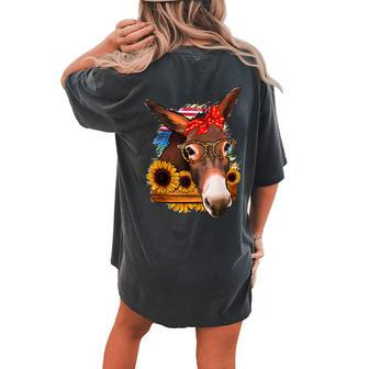Mexican Serape Glasses Donkey Mom Western Rodeo Women's Oversized Comfort T-Shirt Back Print | Mazezy