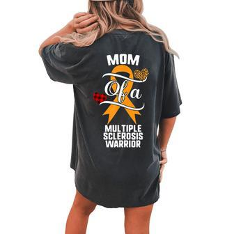 Mom Multiple Sclerosis Awareness Leopard Buffalo Plaid Women's Oversized Comfort T-Shirt Back Print | Mazezy