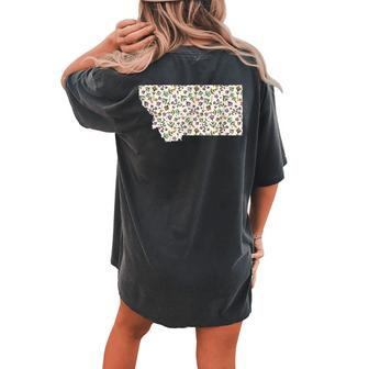 Montana American State Flower Floral Women's Oversized Comfort T-Shirt Back Print | Mazezy