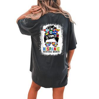 National Hispanic Heritage Month Messy Bun All Countries Women's Oversized Comfort T-Shirt Back Print | Mazezy