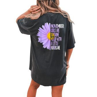 November Birthday Womens Daisy Aster Women's Oversized Comfort T-Shirt Back Print | Mazezy