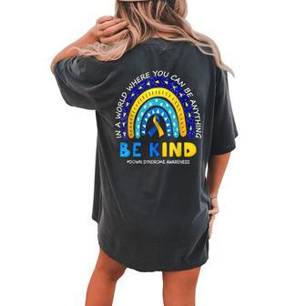 In October We Wear Blue And Yellow Down Syndrome Awareness Women's Oversized Comfort T-Shirt Back Print | Mazezy