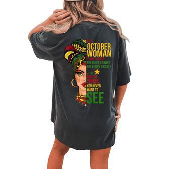 October Woman I Have 3 Sides Black Birthday Women's Oversized Comfort T-shirt Back Print - Seseable