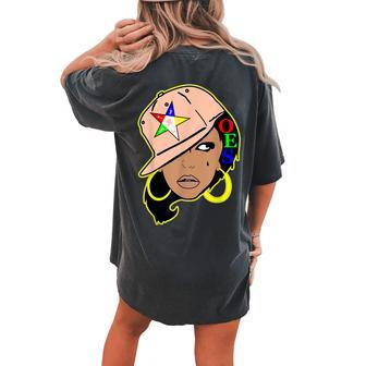 Oes Snapback Sister Order Of The Eastern Star Junenth Day Women's Oversized Comfort T-Shirt Back Print | Mazezy