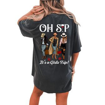 Oh Sip It's A Girls Trip Wine Party Black Queen Women's Oversized Comfort T-shirt Back Print - Monsterry DE