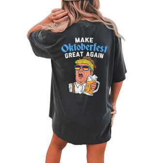 Make Oktoberfest Great Again Trump Drink Beer Women's Oversized Comfort T-shirt Back Print | Mazezy
