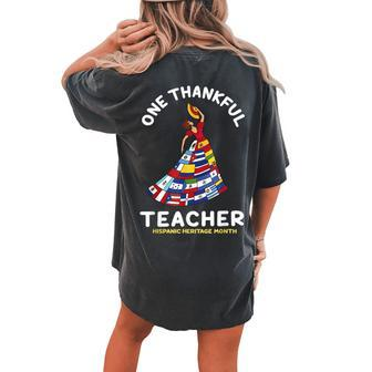 One Thankful Teacher Hispanic Heritage Month Countries Flags Women's Oversized Comfort T-shirt Back Print - Monsterry