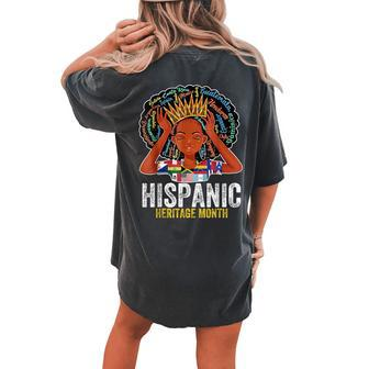 Hispanic Heritage Month Latina Girls Latino Countries Flags Women's Oversized Comfort T-shirt Back Print - Seseable