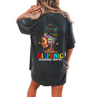 Hispanic Heritage Month Latina Girls Latino Countries Flags Women's Oversized Comfort T-shirt Back Print | Mazezy