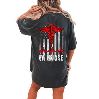 Patriot Usa Nursing With American Flag Va Nurse 4Th Of July Women's Oversized Comfort T-shirt Back Print - Monsterry DE