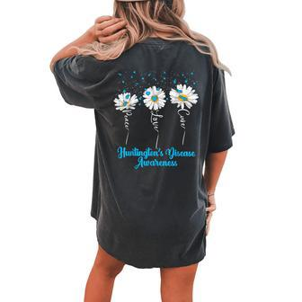 Peace Love Cure Huntingtons Disease Awareness Costume Daisy Women's Oversized Comfort T-Shirt Back Print | Mazezy