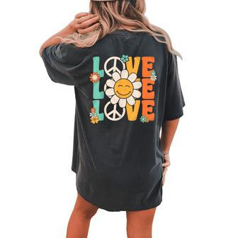 Peace Sign Love 60S 70S 80S Costume Groovy Theme Party Women's Oversized Comfort T-shirt Back Print - Monsterry AU