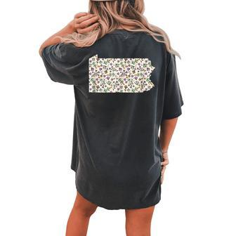 Pennsylvania American State Flower Floral Women's Oversized Comfort T-Shirt Back Print | Mazezy