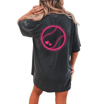 Pink Baseball Softball Lover Girls Women's Oversized Comfort T-shirt Back Print - Monsterry