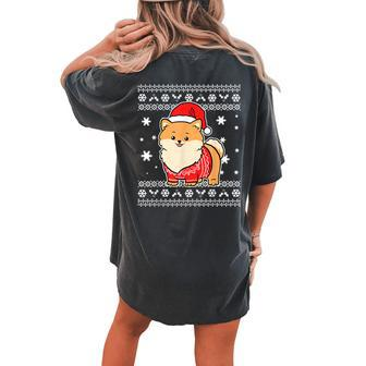 Pomeranian Ugly Christmas Sweater Women's Oversized Comfort T-shirt Back Print - Monsterry DE