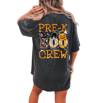 Pre-K Boo Crew Vintage Halloween Costumes For Pre-K Teachers Women's Oversized Comfort T-shirt Back Print - Seseable