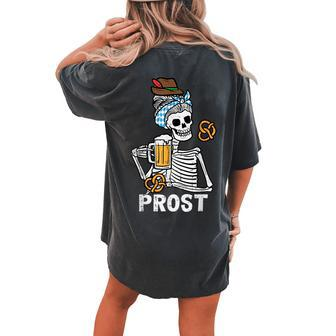 Prost Skeleton Bavarian Octoberfest German Oktoberfest Women's Oversized Comfort T-shirt Back Print | Mazezy