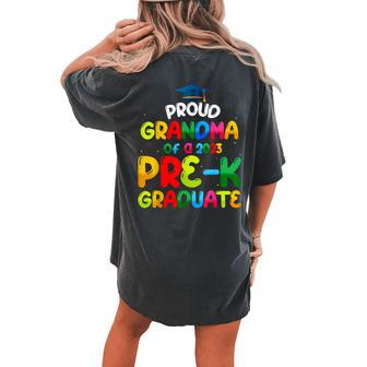 Proud Grandma Of Preschool Graduate 2023 Prek Graduation Women's Oversized Comfort T-Shirt Back Print | Mazezy