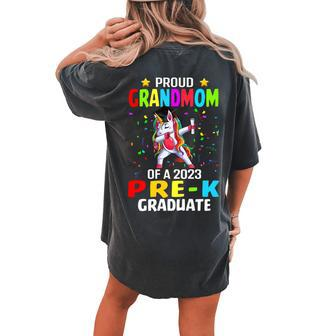 Proud Grandmom Of A Class Of 2023 Prek Graduate Unicorn Women's Oversized Comfort T-Shirt Back Print | Mazezy