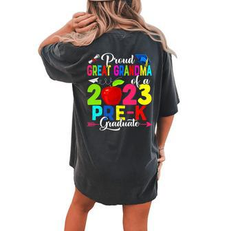 Proud Great Grandma Of A 2023 Prek Graduate Family Lover Women's Oversized Comfort T-Shirt Back Print | Mazezy