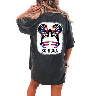 Puerto Rico Rican Flag Boricua Girl Hispanic Heritage Women's Oversized Comfort T-shirt Back Print - Monsterry UK