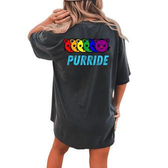 Purride Lgbtq Pride Cats Pride Rainbow Parade Cats Women's Oversized Graphic Back Print Comfort T-shirt - Monsterry
