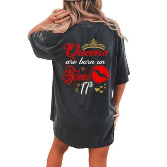 Red Lip Print Queens Are Born On September 17Th Virgo Girl Women's Oversized Comfort T-Shirt Back Print | Mazezy