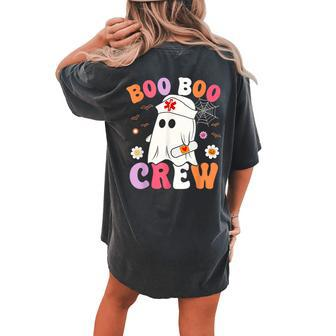 Retro Boo Boo Crew Nurse Ghost Halloween Nurse Women's Oversized Comfort T-shirt Back Print | Mazezy