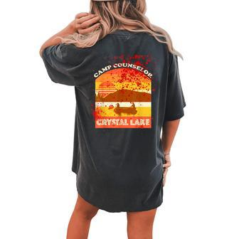 Retro Camp Counselor Crystal Lake With Blood Stains Counselor Women's Oversized Comfort T-shirt Back Print | Mazezy